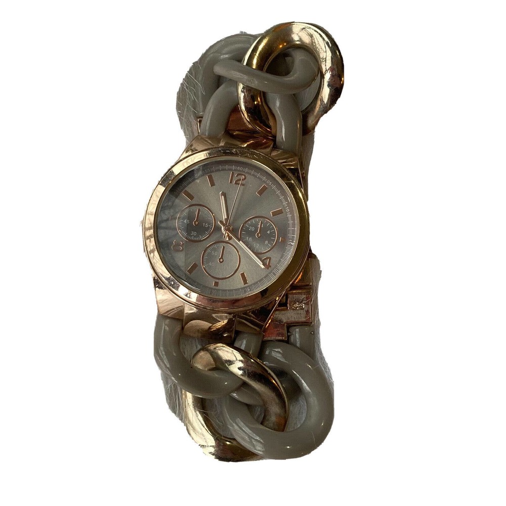 Womens Watch Unknown Brand Braided Band Grey Gold Analog Jewelry Accessory
